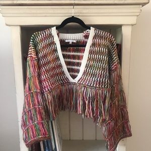 Fringe cropped sweater